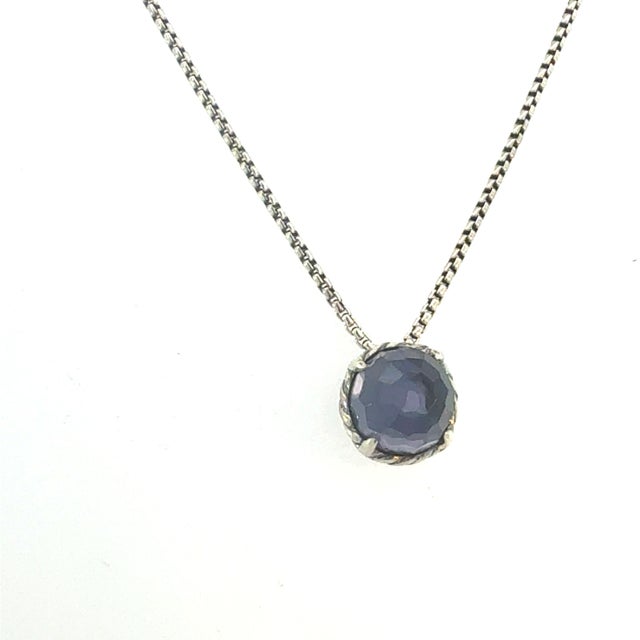 1990s 1990s David Yurman Amethyst Pendant Necklace 17" Sterling Silver Estate Dy686 For Sale - Image 5 of 7