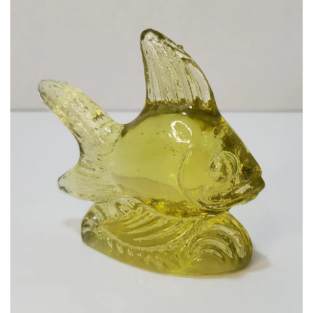 Mid Century Yellow Glass Angel Fish Figurine For Sale - Image 10 of 10