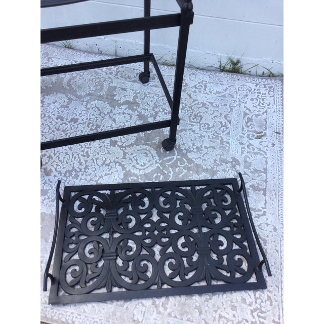 1990s Vintage Cast Aluminum Outdoor Serving Cart For Sale - Image 10 of 10