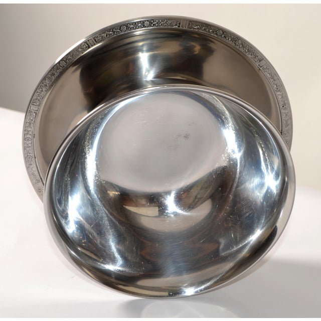 Silver 1969 Vintage Stainless Steel Attached Plate Egg Bowl Gravy Boat Hollowware Marked For Sale - Image 8 of 12