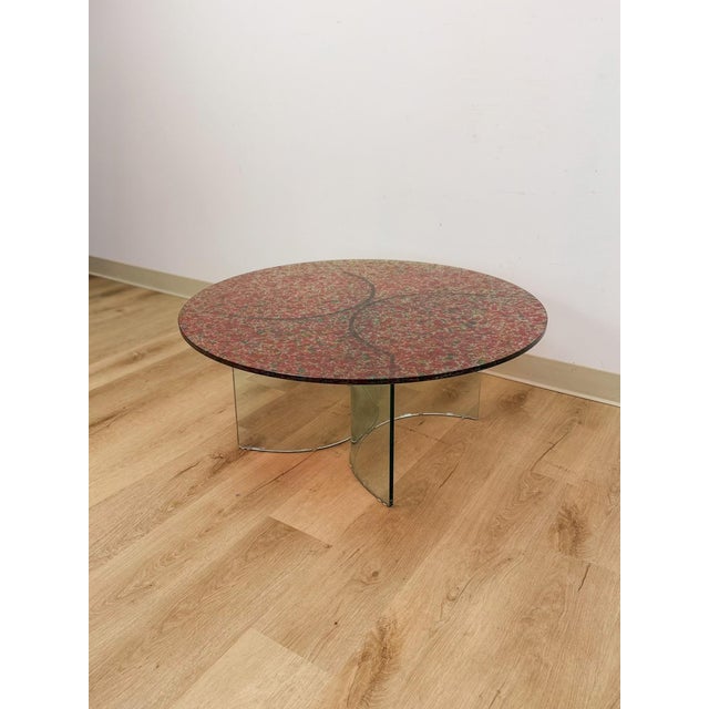 Postmodern Confetti Round Coffee Table Sculptural Glass Legs Vintage Collectable For Sale - Image 4 of 9