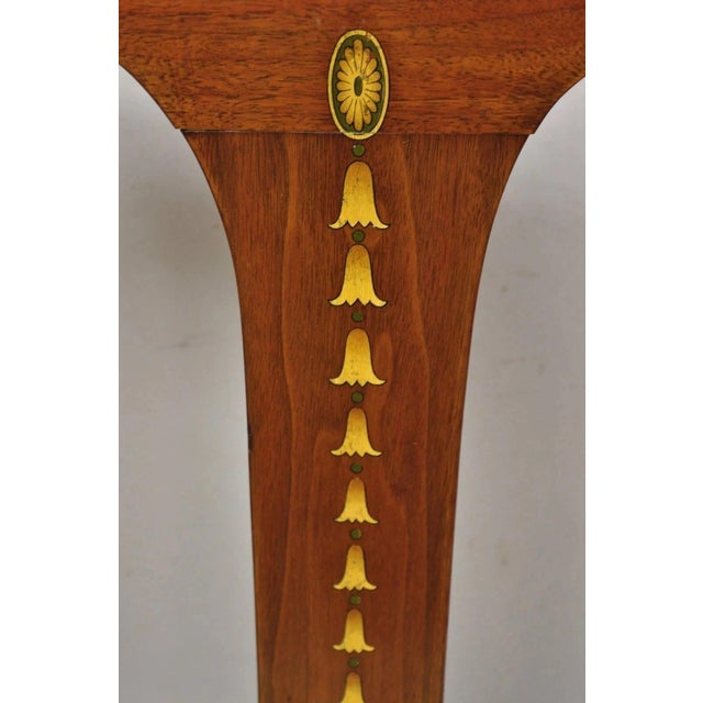 Traditional Edwardian Mahogany Sweetheart Back Bellflower Painted Dining Chairs - Set of 4 For Sale - Image 3 of 12