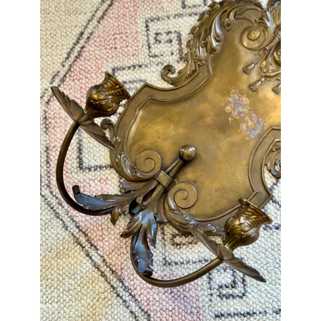 Traditional Antique Brass Candle Wall Sconce For Sale - Image 3 of 8