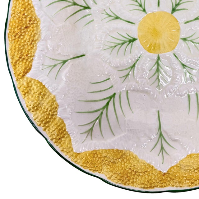 Early 20th Century Pair of Wedgwood Majolica Cauliflower Pattern Plates, English, Ca. 1920 For Sale - Image 5 of 10