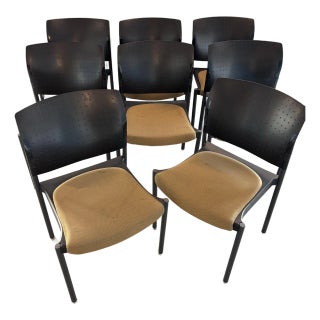 Mid Century Modern Italian Giancarlo Piretti Stacking Armless Office or Dining Chairs, a Set of Eight For Sale