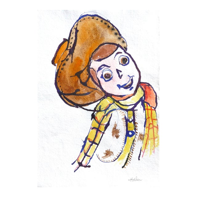 "Lucky Luc" Contemporary Pop Art Style Watercolor Painting by Martha Holden For Sale