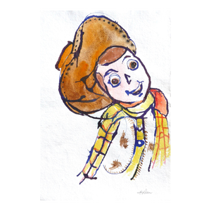 "Lucky Luc" Contemporary Pop Art Style Watercolor Painting by Martha Holden
