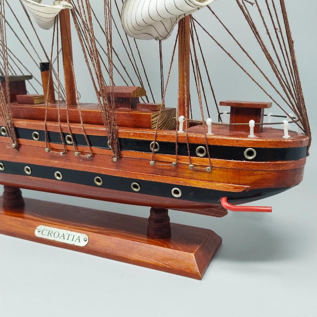 Wood Vintage English Croatia Model Ship, 1970s For Sale - Image 7 of 9