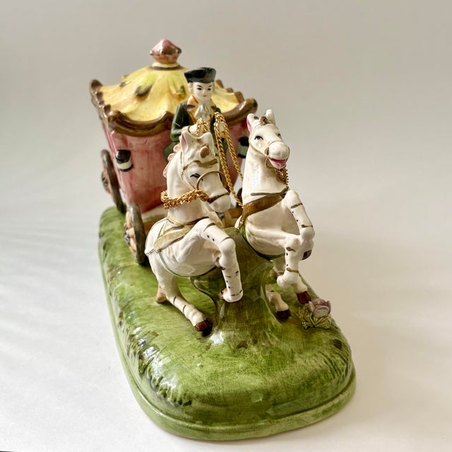 Pink Vintage Cinderella Horse Drawn Carriage Figurine by Enesco in Capodimonte Style For Sale - Image 8 of 12