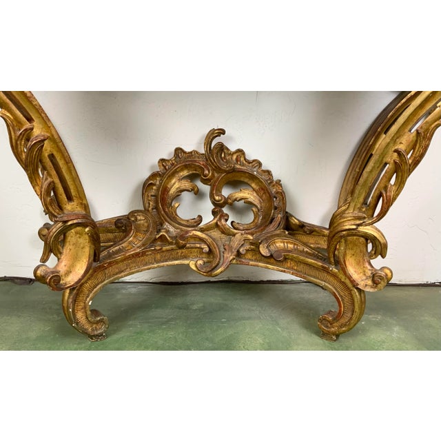 Stone 18th Century Louis XV Carved and Gilded Wooden Console Table For Sale - Image 7 of 13