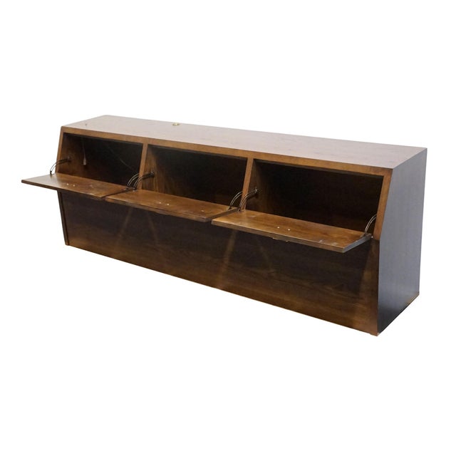 Wood Henredon Furniture Scene One Solid Walnut Italian Campaign Style King Size Storage Headboard 9100-12a For Sale - Image 7 of 14