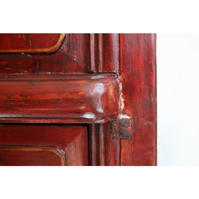 Early 20th-Century Chinese Red Lacquer Pantry Cabinet For Sale - Image 11 of 18