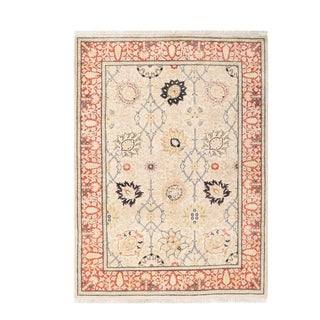 Mogul, One-of-a-Kind Hand-Knotted Area Rug - Ivory, 4' 2" x 5' 8" For Sale