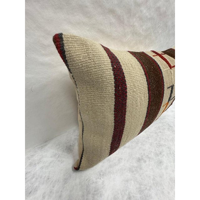 Turkish Hemp Pillow Cushion Natural Beige Brown Pillow Cushion Cover 16" x 24" For Sale - Image 4 of 4