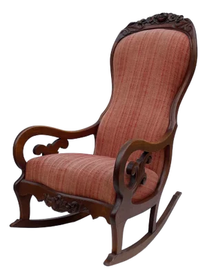 1900s Lincoln Style Upholstered Rocking Chair -