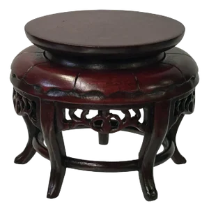 3" Oriental Reddish 5 Legs Round Wood Stand Riser Easel