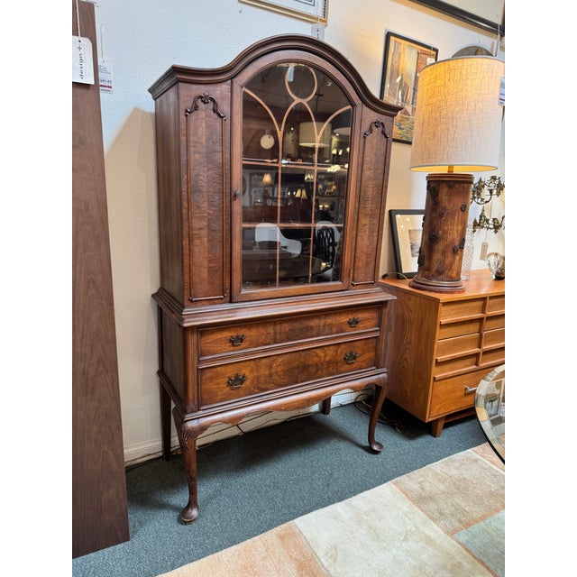 Queen Anne Queen Anne Mahogany China Cabinet, Antique For Sale - Image 3 of 12