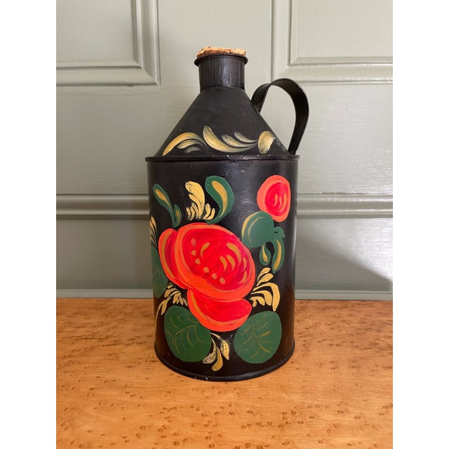 Metal Vintage Hand Painted Tole Jug For Sale - Image 7 of 7