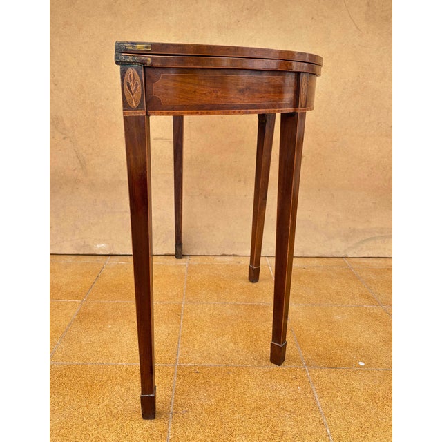 Neoclassical Demi-Lune Table with Green Leather Top, 1940s For Sale - Image 13 of 13
