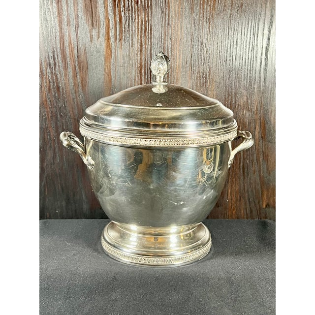 Vintage Silver-Plated Ice Bucket With Glass Liner For Sale - Image 4 of 9
