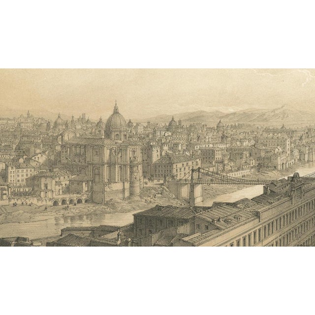 Gold Rome Panorama from Monte Gianicolo, 1869, Paper For Sale - Image 8 of 11