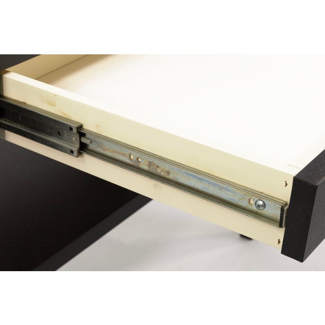 Wood Pair of Post Modern Ebony Black Architectural Frame Nightstands For Sale - Image 7 of 8