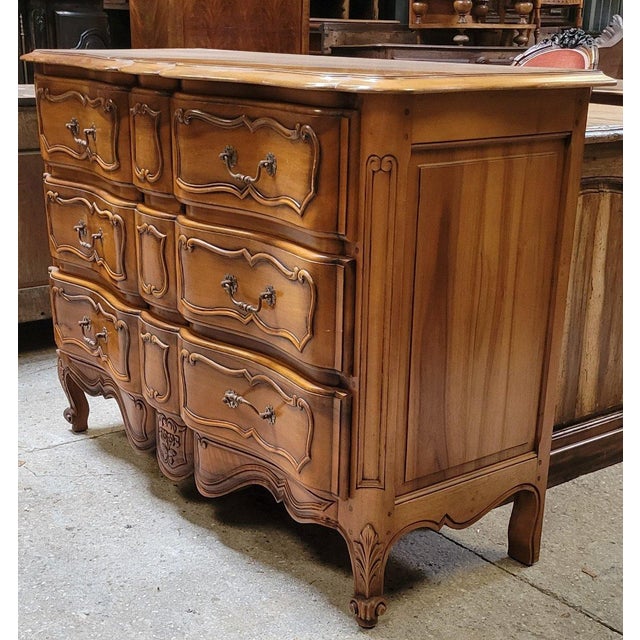 Brown Louis XV Style Crossbow Commode in Cherry Wood, 1920s For Sale - Image 8 of 9