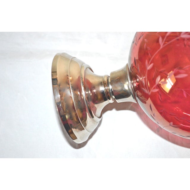 Cranberry Glass & Chrome Gazing Ball Chairish