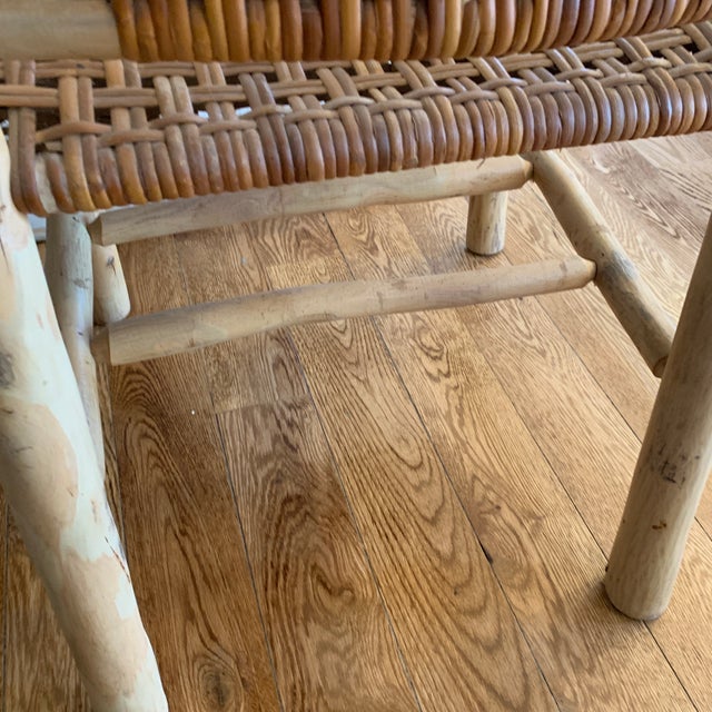 Wood Late 20th Century Log Wood Chairs Rattan Seat and Backing For Sale - Image 7 of 12