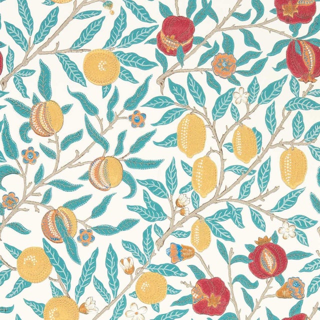 Morris & Co Fruit Wallpaper in Green Indigo/Madder For Sale