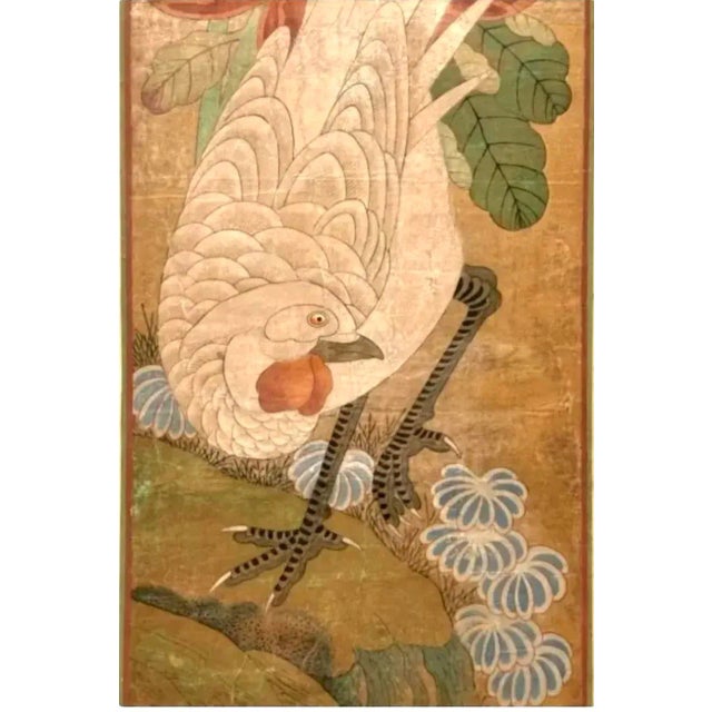 Cream Antique Chinese Hand Painted Panel Screens, a Pair For Sale - Image 8 of 13