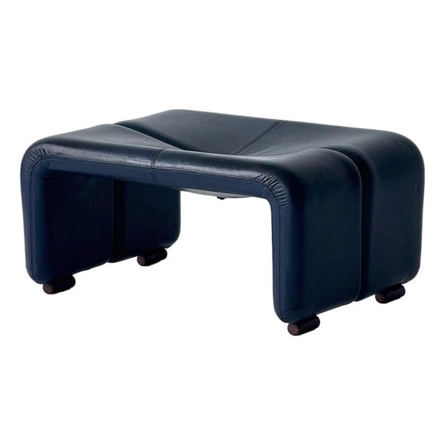 1960s Coronado Navy Leather Ottoman Attributed to Afra + Tobia Scarpa for B&b Italia For Sale
