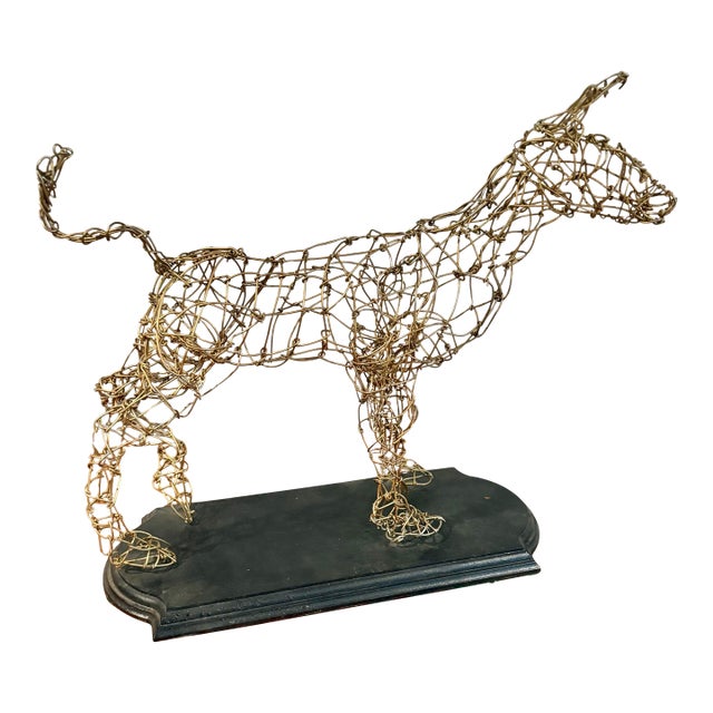 Wire Dog Sculpture by Artist Degen (14.5" High), Signed For Sale