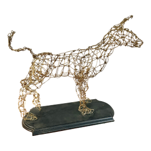 Wire Dog Sculpture by Artist Degen (14.5" High), Signed