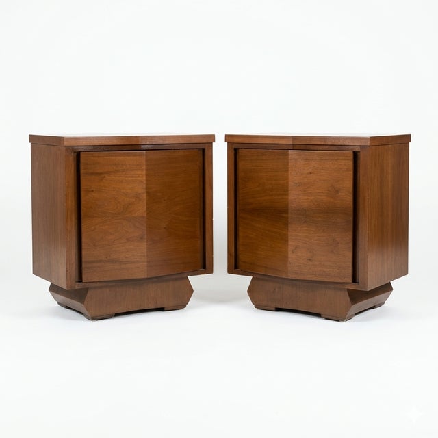 Wood Sculptural Atomic Style Mid-Century Modern Pair of Nightstands, C. 1960s For Sale - Image 7 of 11