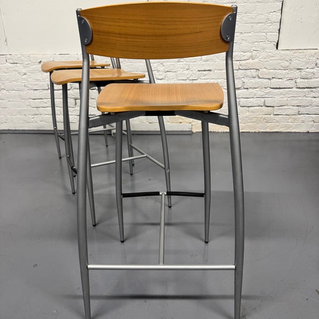 2010s Set of 3 Design Within Reach Italian Altek Sergio Mian Baba Counter Stools For Sale - Image 5 of 9