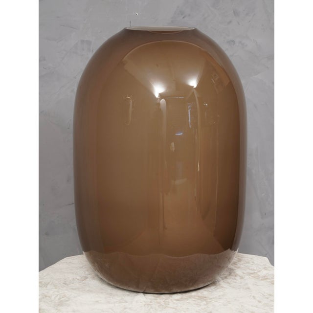 Brown Murano Dove Gray and White Art Glass Vase, 1950s For Sale - Image 8 of 9