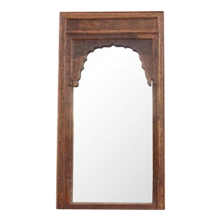 116" Tall Moorish Arch Carved Palace Floor Mirror For Sale