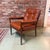 Vintage mid-century modern Carmen lounge chair in stained beech and cognac leather designed by Gunnar Kentemo for Göte...