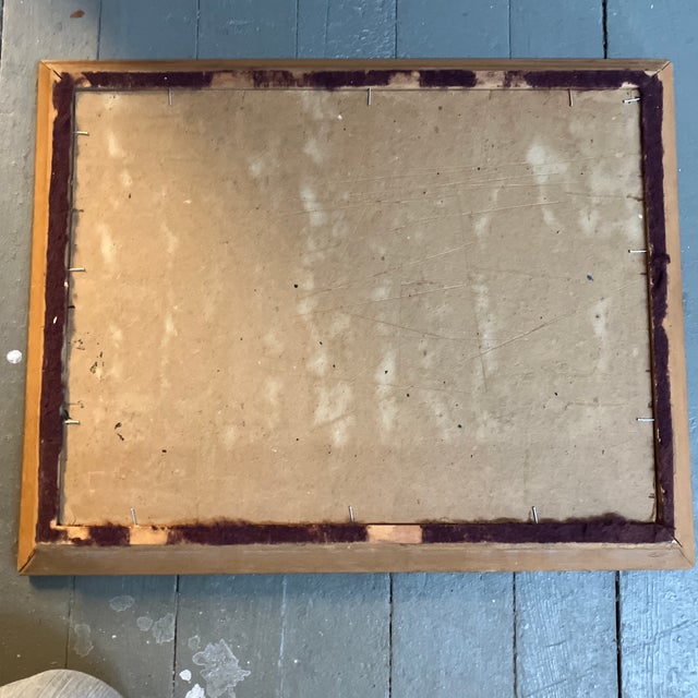 1970’s Original Modernist Soft Focus Landscape Painting Oak Wood Frame For Sale - Image 4 of 4