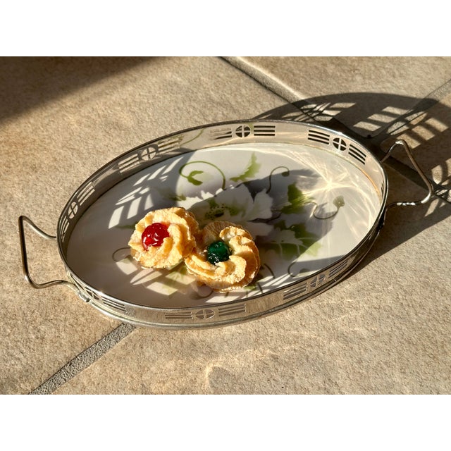 Antique Art Deco Serving Tray in Ceramic and Metal from BMF, Germany, 1920s For Sale - Image 17 of 18