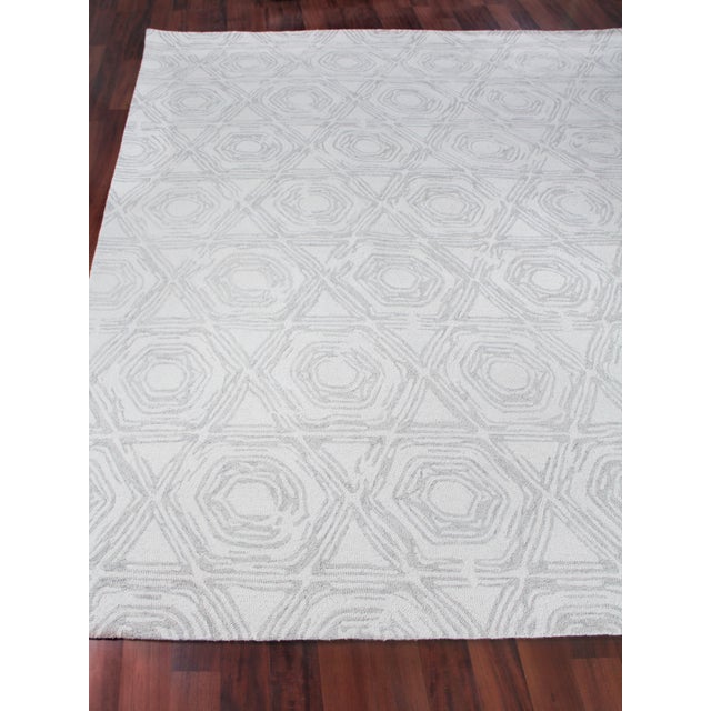 Exquisite Rugs Melbourne Hand Loom Wool & Cotton Silver - 10'x14' For Sale - Image 4 of 9