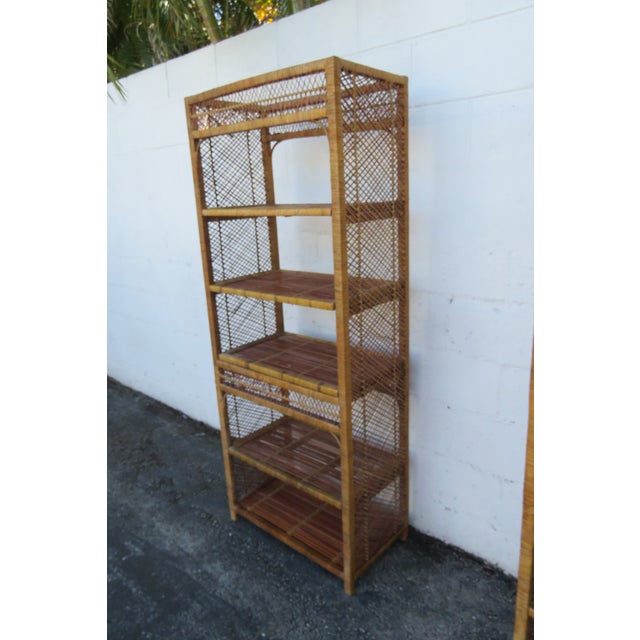 Late 20th Century Bamboo Wicker Rattan Display Shelving Unit Etagere 6161 For Sale In Miami - Image 6 of 11