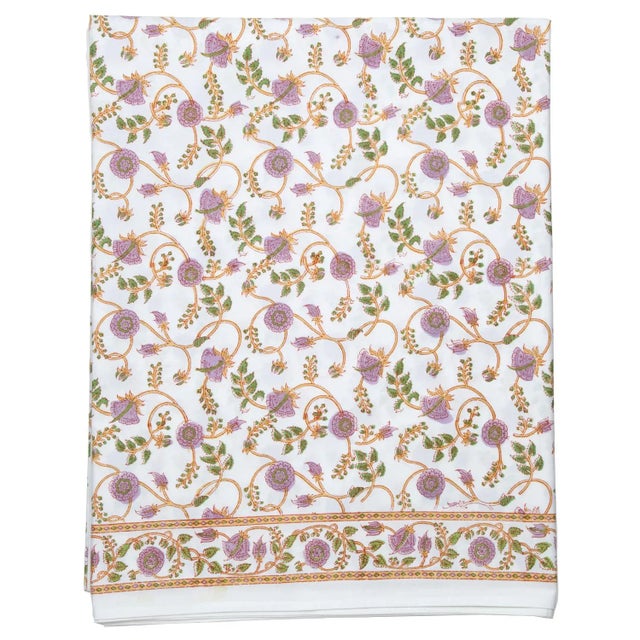 Contemporary Gina Flat Sheet, King - Lilac & Green For Sale - Image 3 of 3