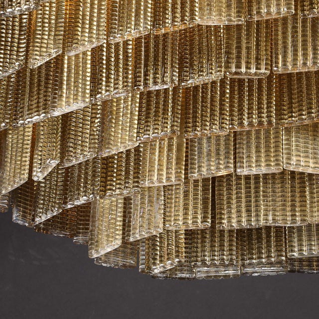 Modernist Hand-Blown Murano Glass 6-Tier Oblong Reeded Paneled Glass Chandelier For Sale - Image 17 of 18