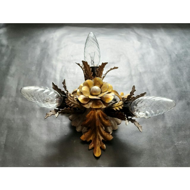 Vintage Florentine Silver-Plated and Gold-Plated 3-Light Ceiling or Wall Lamp from Banci Firenze, Italy, 1960s For Sale - Image 11 of 18