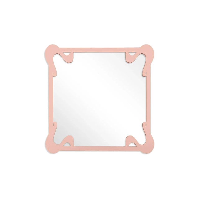 Contemporary Fleur Home Carnival St. Roch Square Mirror in Salmon Berry, 30x30 For Sale - Image 3 of 3