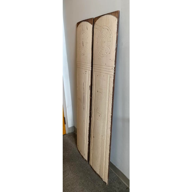 Art Deco Pair Antique Carved Architectural Panels 65" Tall For Sale - Image 3 of 5