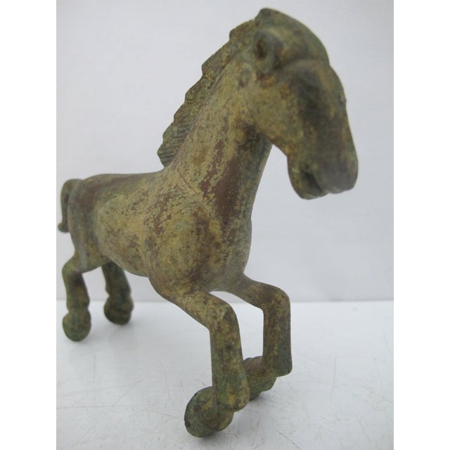 Vintage Chinese Bronze Han Dynasty Style Galloping Horse Statue Figurine For Sale - Image 9 of 10