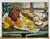 Enid Munroe, Enid Munroe Mid Century Modernist Oil Painting Still Life with Fruit and Bread For Sale - Image 4 of 9